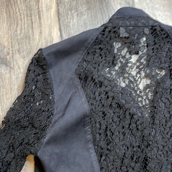 International Clothing Company Women’s Black Suede and Lace Moto Jacket, sz XS - Picture 8 of 11